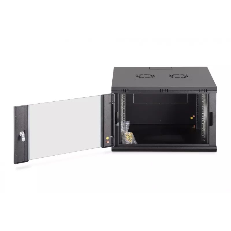 Prie sienos montuojama 19 colių stovo spinta DIGITUS Dynamic-N DN-37103 — 7U, 600x600 mm, IP20, nemontuota, juoda