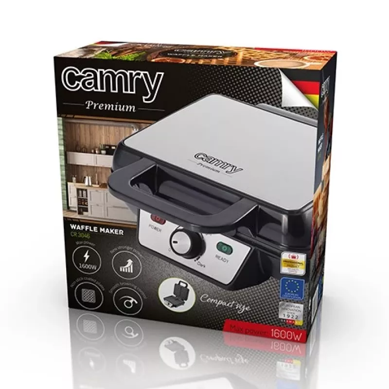 Camry CR 3046 Waffle Iron 2 S Black 1000 W (CR 3046) - Adler