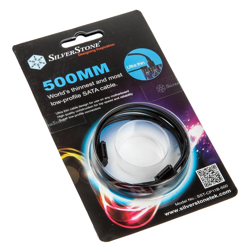 SilverStone SST-CP11B Super Low Profile SATA kabelis - 50 cm, juodas