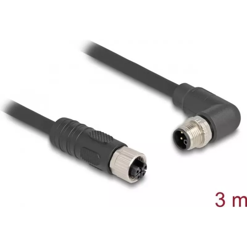 DeLOCK jutiklio / pavaros laidas 3 m RST M12 Juodas 80530