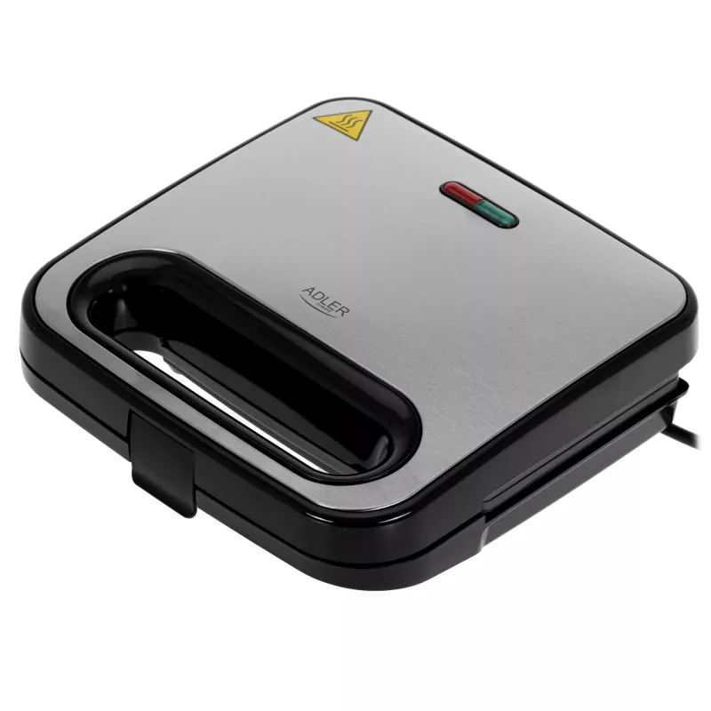 Sumuštinių keptuvas Adler AD 3076 — 1000 W kompaktiškas stalinis sumuštinių presas, juoda/sidabrinė