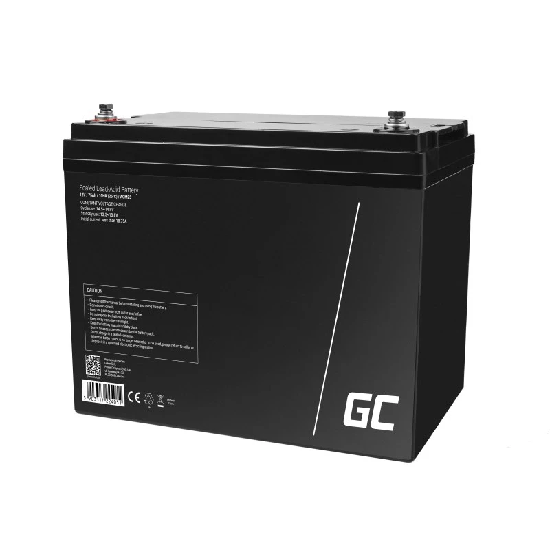 Hermetiška AGM akumuliatoriaus baterija UPS Green Cell AGM25 12 V 75 Ah, VRLA, 75Ah, 12V, 21.3 kg