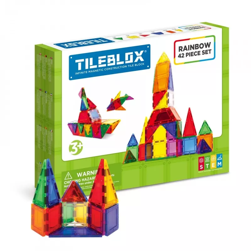 Žaislinis magnetinis konstravimo rinkinys MAGFORMERS Tileblox Rainbow — 42 vnt.