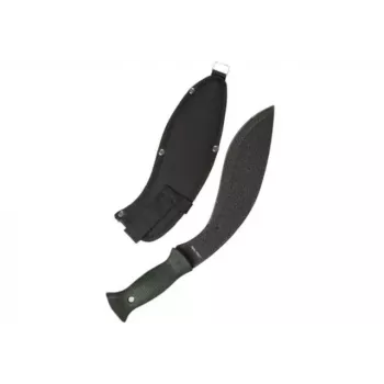 Mačetė Mil-Tec kukri 15534000 — nerūdijančio plieno geležtė 255 mm, bendras ilgis 375 mm, ABS rankena, komplekte dėklas