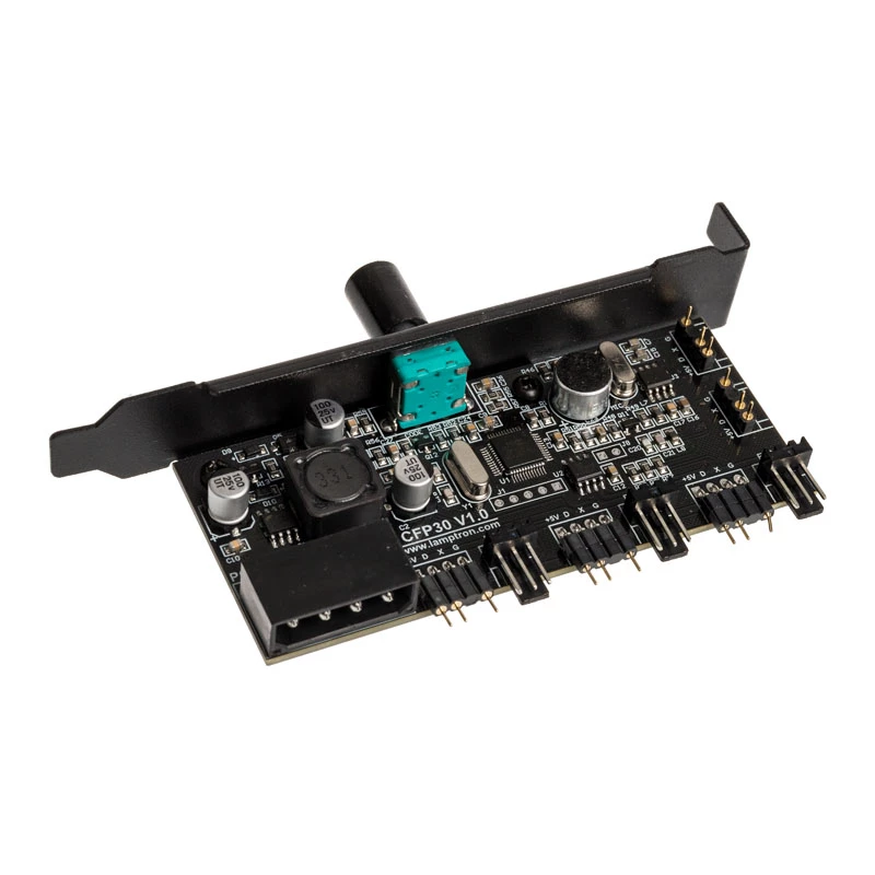 PCI lizdo ventiliatorių ir RGB LED valdiklis Lamptron CFP30, juodas