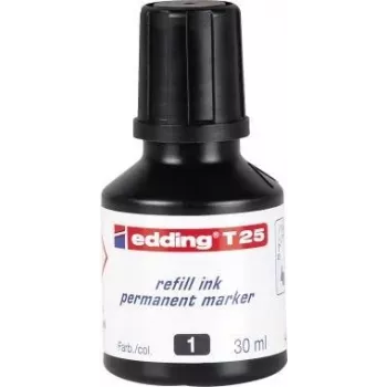 Markerio užpildas Edding T25 juodas 30 ml, suderinamas su Edding No.1/21/22/25/400/500/550/800/850/3000/3300