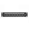 Pertaisymo skydelis LANBERG PPF6-9012-B — 12 prievadų RJ45, metalinis, juodas, 1U (215×44,5×130 mm)
