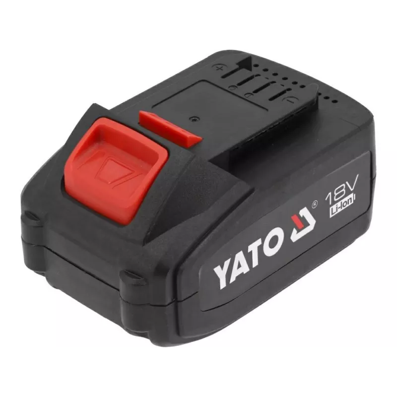 Baterija belaidžiams įrankiams YATO YT-828463 — Li-Ion 18V 4Ah, raudona, įkrovos indikatorius