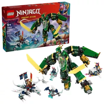 LEGO NINJAGO rinkinys 71845 Lloyd’s Jet Mech — 1112 detalių, 5 minifigūrėlės, judinami sparnai, aukštis 240 mm