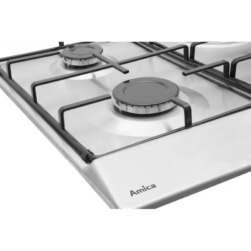 Įmontuojama kaitlentė Amica PGA6100BpR, 4 dujiniai degikliai, mechaninis valdymas, nerūdijantis plienas