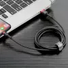 “Baseus Cafule” USB-A – “Lightning” laidas, 2,4 A, QC 3.0, 1 m — juoda/raudona