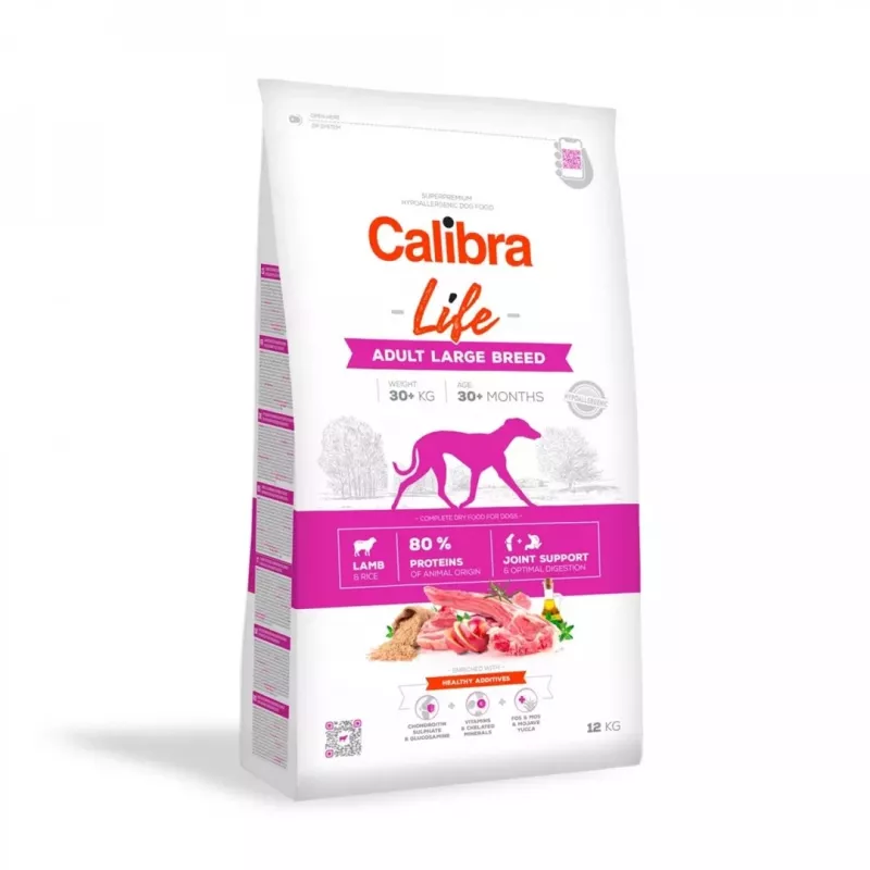 Sausas šunų maistas Calibra Life Adult Large Breed Lamb 12 kg — 25–45 kg, 25 % baltymų, 14 % riebalų