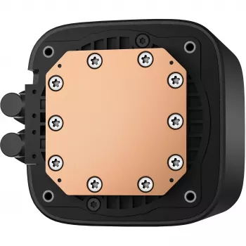 Viskas viename skysčio aušintuvas DeepCool LE240 V2 240 mm, 2x120 mm ventiliatoriai, hidraulinis guolis, AM5 palaikymas, 41 cm vamzdeliai, juodas