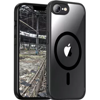 Apsauginis hibridinis MagSafe telefono dėklas jt berlin Pankow, skirtas Apple iPhone 16e — juodas permatomas