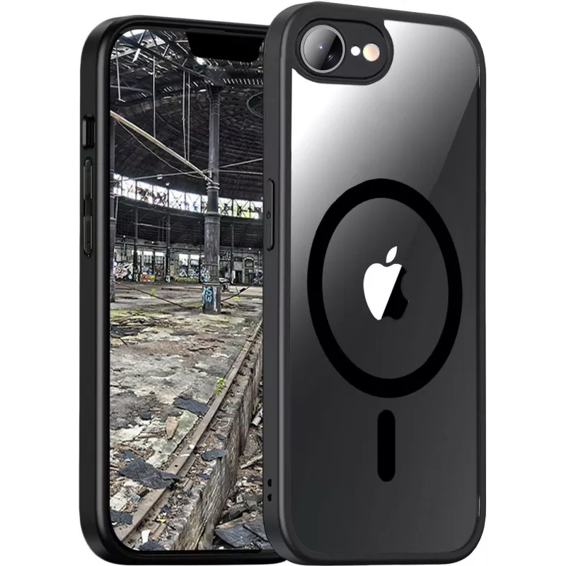 Apsauginis hibridinis MagSafe telefono dėklas jt berlin Pankow, skirtas Apple iPhone 16e — juodas permatomas