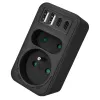 Maitinimo skirstytuvas MACLEAN MCE249 F/B — 2 kintamosios srovės lizdai (16A + 6A) su 2×USB-A ir 2×USB-C PD 20W, EU kištukas, juodas