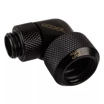 Alphacool Eiszapfen 16mm HardTube įsukama jungtis 90° pasukama G1/4 – kampinė suspaudžiamoji jungtis skysčio aušinimo sistemai – giliai juoda