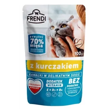 Šlapias kačių maistas Frendi gabaliukai padaže su vištiena 100 g