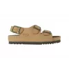 Sandals Mobilex PRS001BEZ35 su nugarine sagtimi rudos spalvos 35 dydis su paminkštintu zomšiniu vidpadžiu (natūralios odos viršus)