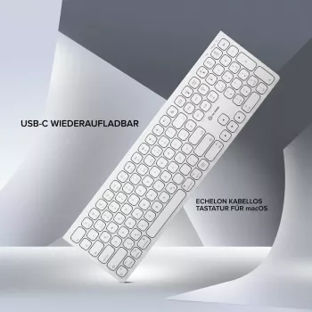 ALOGIC Echelon USB-C įkraunama belaidė klaviatūra pilno dydžio QWERTZ