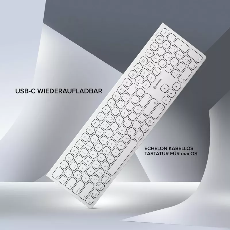 ALOGIC Echelon USB-C įkraunama belaidė klaviatūra pilno dydžio QWERTZ