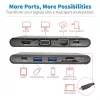 USB-C dokas - 4K HDMI, VGA, USB 3.2 Gen 1, USB-A/C šakotuvas, Gigabit Ethernet, atminties kortelių lizdai, 100W PD įkrovimas