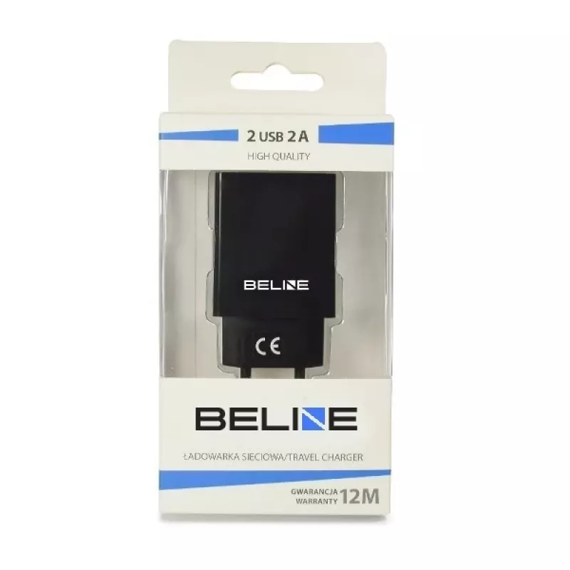 Kelioninis įkroviklis Beline Beli0012 — 2x USB prievadai, 2 A išėjimas, juodas
