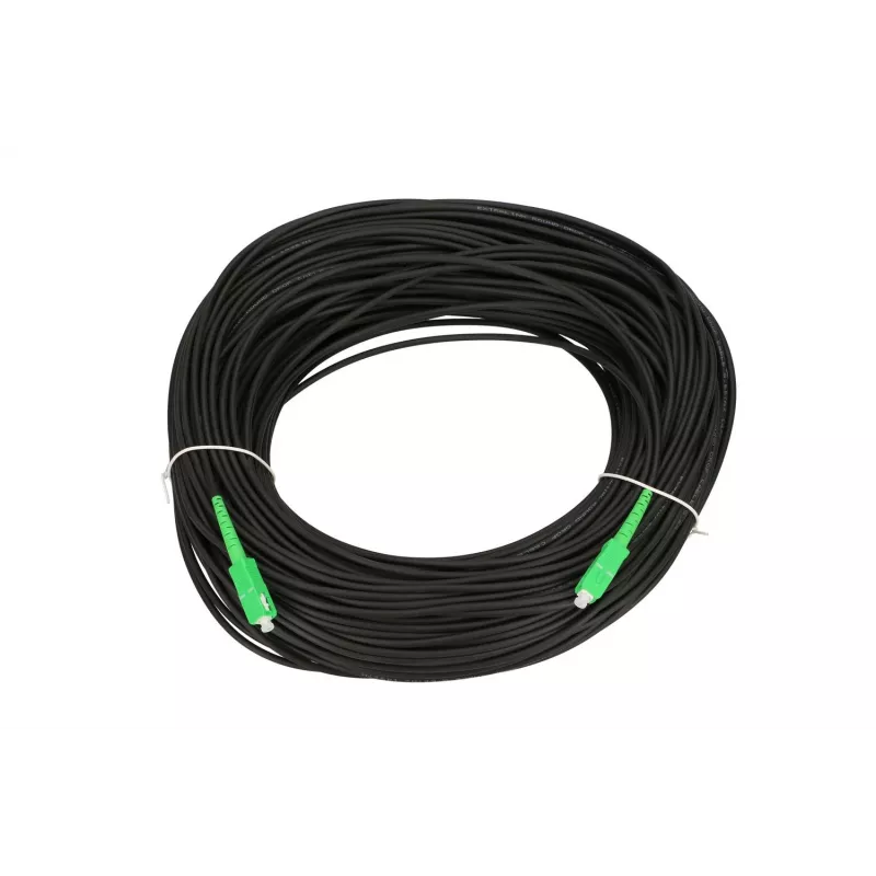 Fiber optic patchcord Extralink SC/APC–SC/APC, singlemode G.657.A2, simplex, FTTH round drop kabelis, 100 m