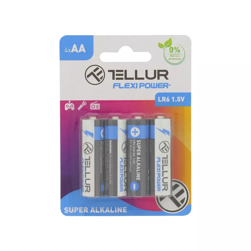 Baterijos Tellur Flexi Power AA LR6 1,5 V, 4 vnt. rinkinys