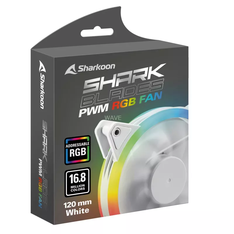 SHARKOON Shark Blades 120mm ARGB PWM korpuso ventiliatorius - baltas