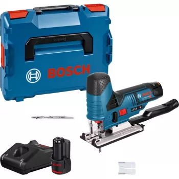 Akumuliatorinis siaurapjūklis GST 12V-70 Professional, 12 voltų (mėlyna/juoda, 2 ličio jonų akumuliatoriai 3,0 Ah, L-BOXX dėžėje)