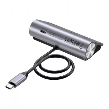 USB šakotuvas Unitek H1337AGY01 — 4 prievadų (2×USB-C, 2×USB-A), iki 5 Gbps vienam prievadui, aliuminis, sidabrinis