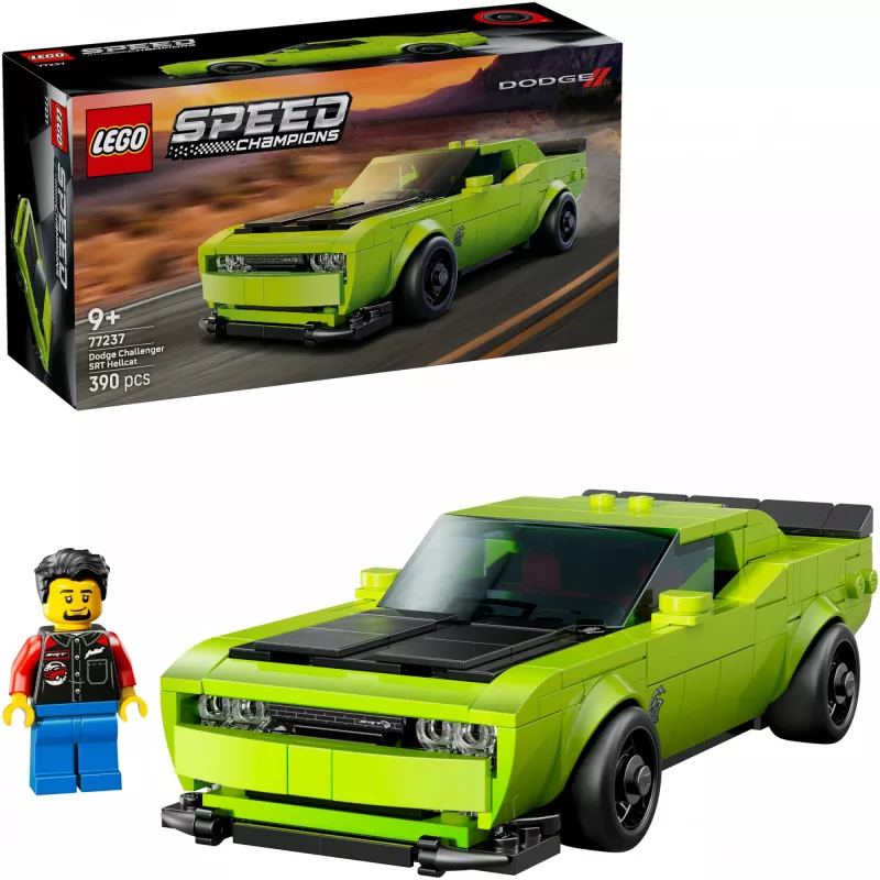 Konstruktorinis žaislinis automobilis LEGO Speed Champions Dodge Challenger SRT Hellcat 77237 — 390 detalių, 1 minifigūrėlė, amžius 9+