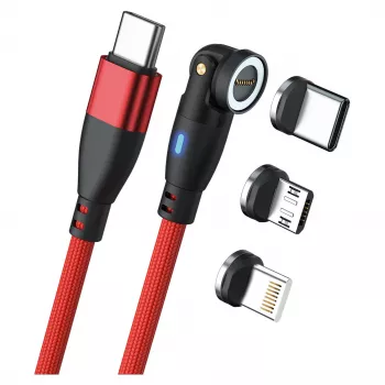 USB laidas RealPower MagneticCharge 100 1m USB C raudonas greitas įkrovimas