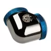 Bitspower adapteris 90° 16mm išorinis skersmuo į 16mm išorinio skersmens standų vamzdelį, juodas blizgus/mėlynas