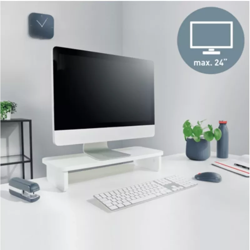 Monitoriaus laikiklis LEITZ Freestanding 64340001 — stalinis stovas 61 cm (24 colių) ekranams, 20 kg talpa, reguliuojamas aukštis, baltas