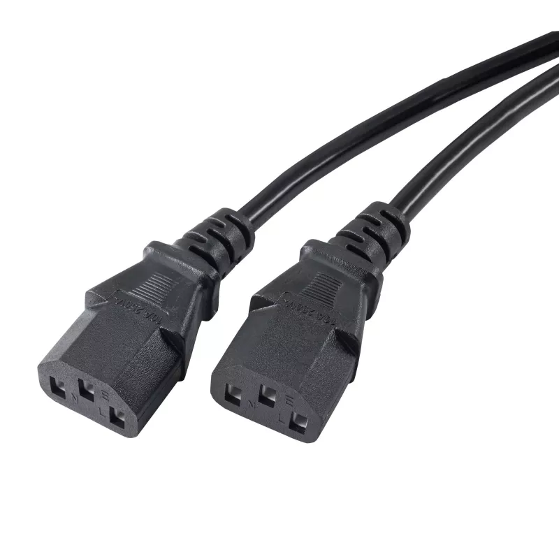 Akyga AK-PC-04A maitinimo skirstytuvo laidas CEE 7/7 į 2x IEC C13, 1,8 m, juodos spalvos