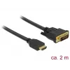 DeLOCK - Vaizdo kabelis - HDMI / DVI - DVI-D (M) į HDMI (M) - 2,0 m - Triguba izoliacija - Juoda - Varžteliai (85654)