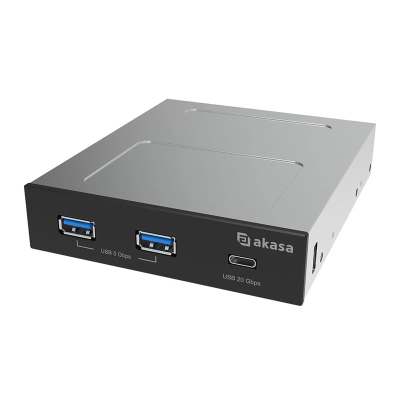 Akasa USB 20Gbps Type-C skydelis su dviem 5Gbps Type-A prievadais