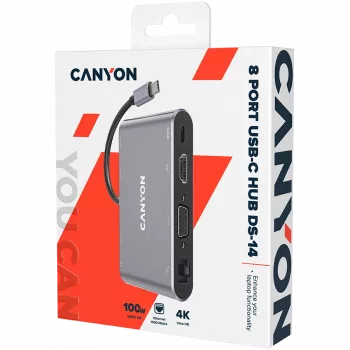 Canyon DS-14 - prijungimo stotelė - USB-C - VGA, HDMI