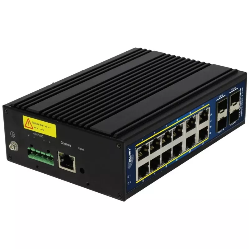 Valdomas jungiklis ALLNET ALL-SGI8016PM L2+/L3 12x Gigabit Ethernet PoE