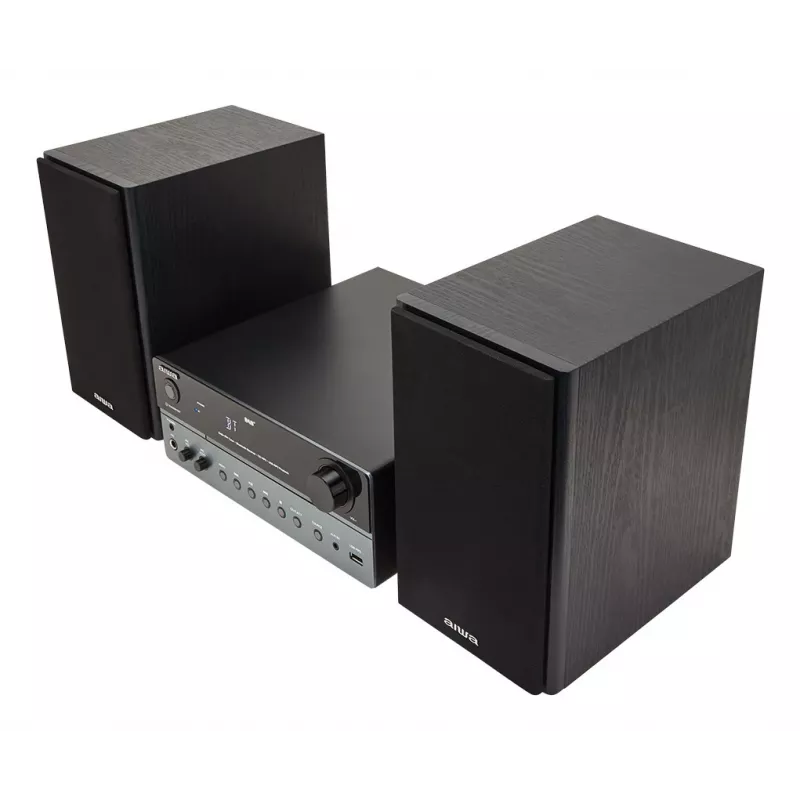 Namų garso mikrosistema Aiwa MSBTU-700DAB — 25 W RMS, DAB+/FM, Bluetooth 10 m, dėklo tipo CD, LED ekranas, juoda/arktinė mėlyna