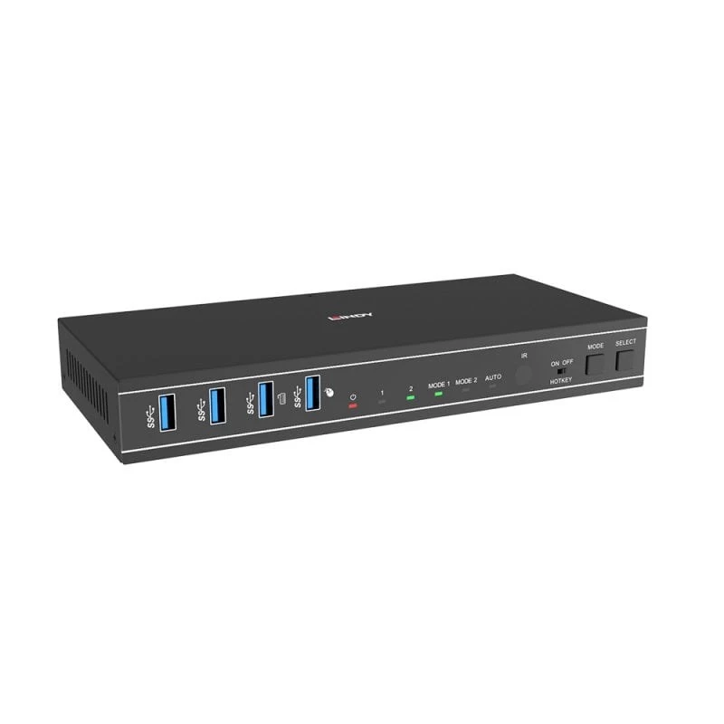 Lindy 2 prievadų dviejų ekranų HDMI 4K60, USB 3.0 KVM jungiklis, 4096 x 2160 pikselių, 4K Ultra HD, juodas