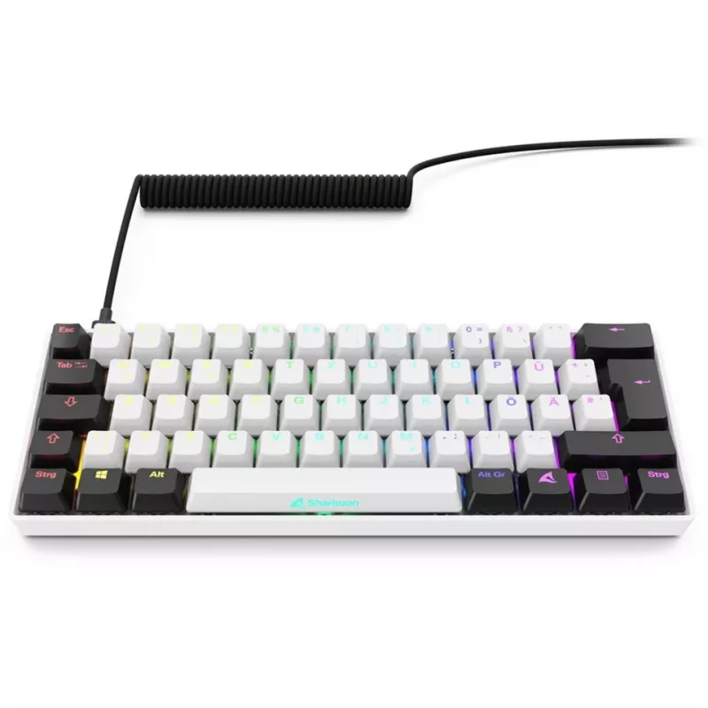 Sharkoon SGK50 S4 klaviatūra Namų USB QWERTZ Vokiečių Balta RGB LED 60%