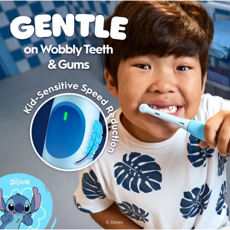 Oral-B elektrinis dantų šepetėlis su kelioniniu dėklu, 6Y+ | iO Kids Disney Stitch | Įkraunamas | Vaikams | Įtrauktų šepetėlių antgalių skaičius 1 | Dantų valymo režimų skaičius 3
