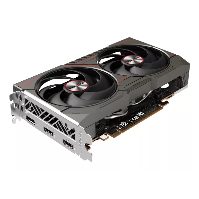 Vaizdo plokštė Sapphire Radeon RX 9060 XT — 8 GB GDDR6, 128 bitų, PCIe x16 5.0, dviejų ventiliatorių aušinimas