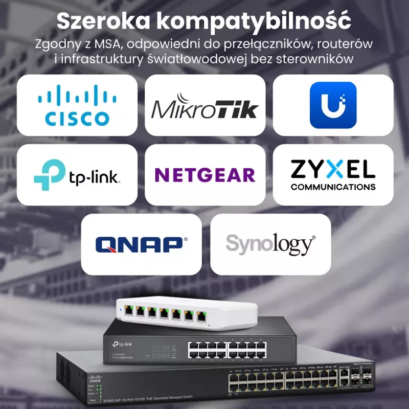Extralink SFP28 25G 2 pakuotėje | SFP28 modulis | 25 Gbps, LC/UPC dvipusis, 1310 nm, 10 km, vienmodis, DOM tinklo siųstuvas-imtuvas modulis