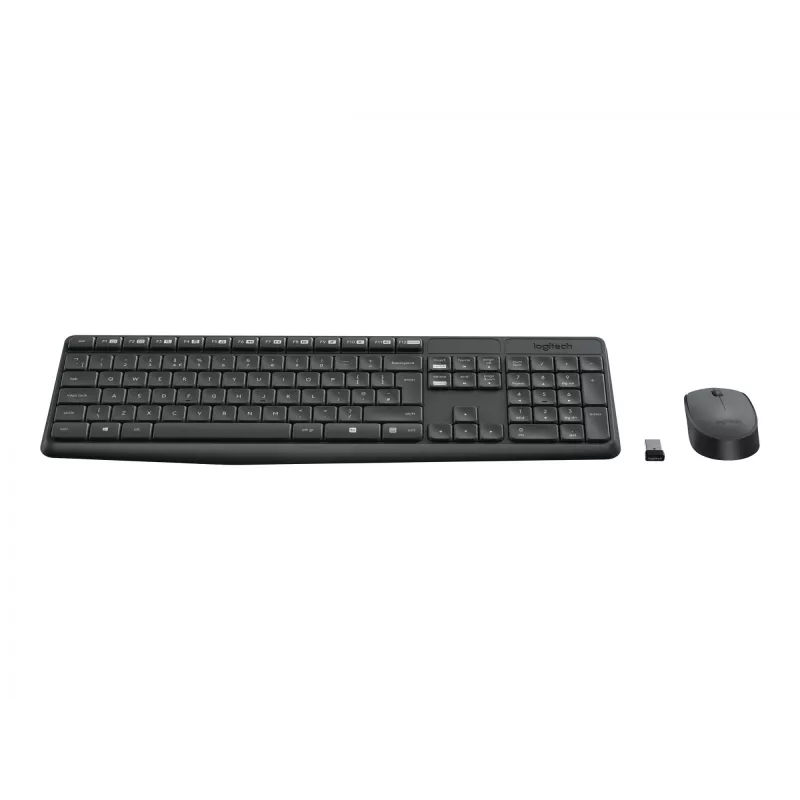 Logitech MK235 belaidžio klaviatūros ir pelės rinkinys, pilno dydžio, pilkas