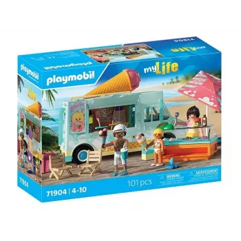 PLAYMOBIL žaidimų rinkinys Ledų furgonas ir banglenčių parduotuvė 71904 su figūrėlėmis