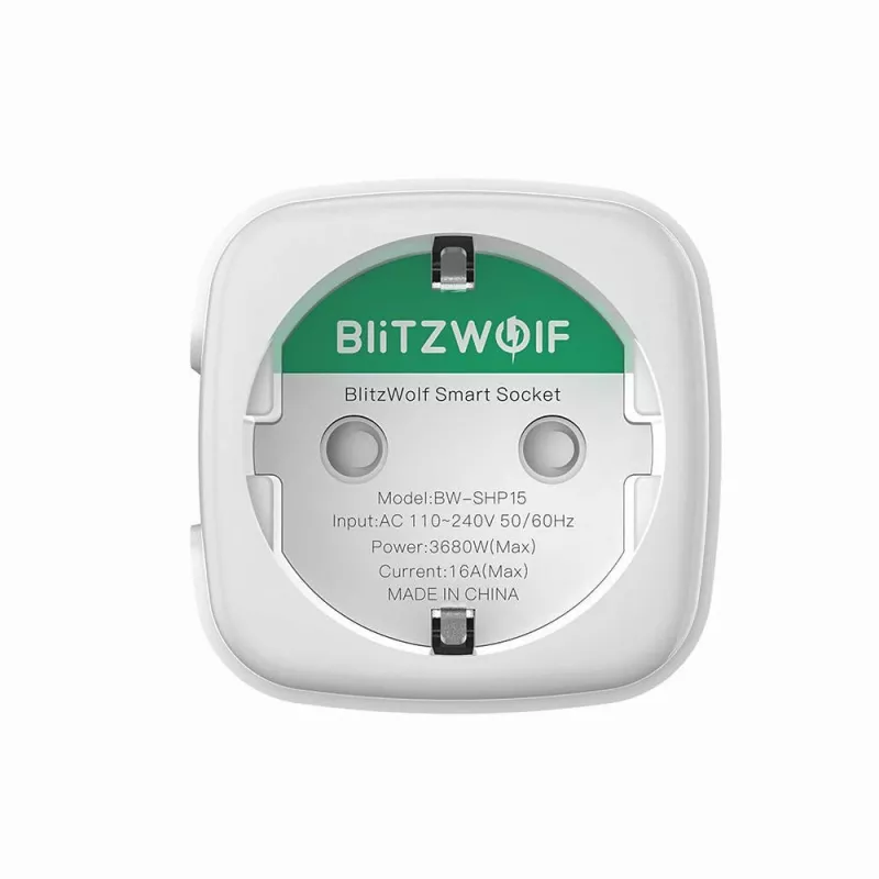 Išmanusis lizdas BlitzWolf BW-SHP15 ZigBee 3680W — į sieną montuojamas Wi‑Fi/ ZigBee suderinamas maitinimo lizdas